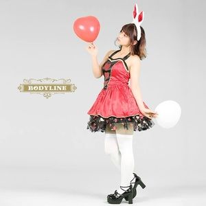 NWT Bodyline Japan Lolita Magical Alice Bunny Red Halloween Costume Cosplay Set